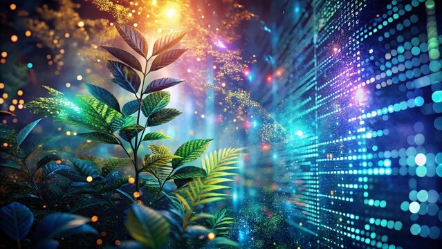 Double Exposure: Code and Nature - Abstract Technology Stock Photo