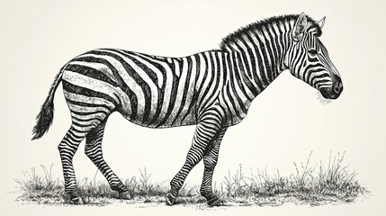 A detailed illustration of a zebra showcasing its distinctive black and white stripes.