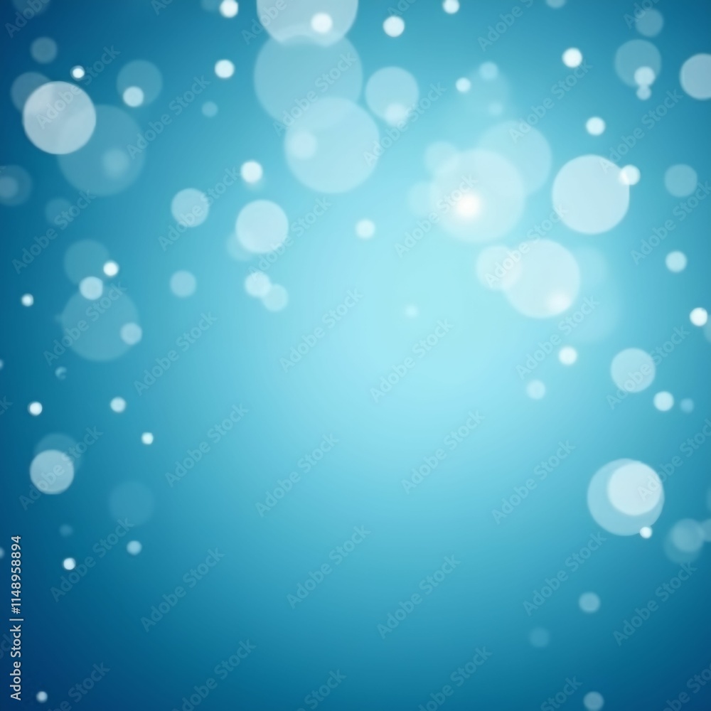 Poster blue background with a bokeh effect created by numerous white and light blue circles of varying sizes scattered across the frame.