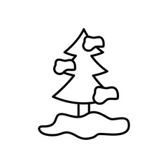 Snow-covered tree vector icon