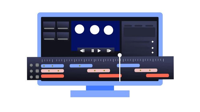 2D animation concept video editing software interface, video editing, editing video content