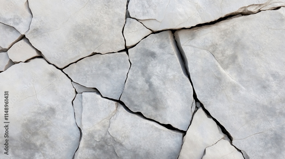 Poster close-up view of rough gray stone texture. cracked surface with deep fissures. abstract natural patt
