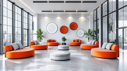 Group of people engaging in a communal activity in a modern lounge space