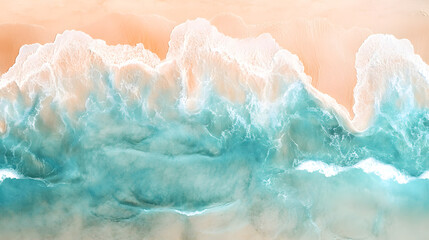 Fototapeta premium Serene Ocean Wave: Turquoise Blue Water on Sandy Tropical Beach