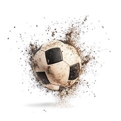 falling soccer ball isolated on white background