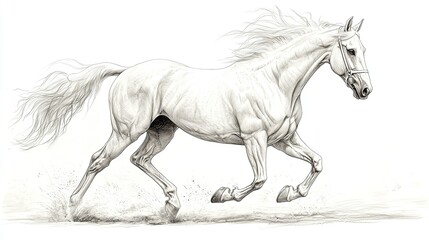 A dynamic sketch of a galloping horse, showcasing movement and grace.
