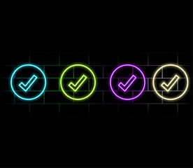 checkmark icon vector neon glow