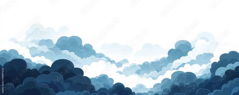 Aufkleber abstract gradient illustration of soft overlapping blue clouds on light background