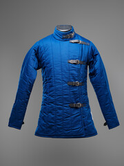 Historical fashion. Medieval knight cloth. Padded jacket gambeson.
