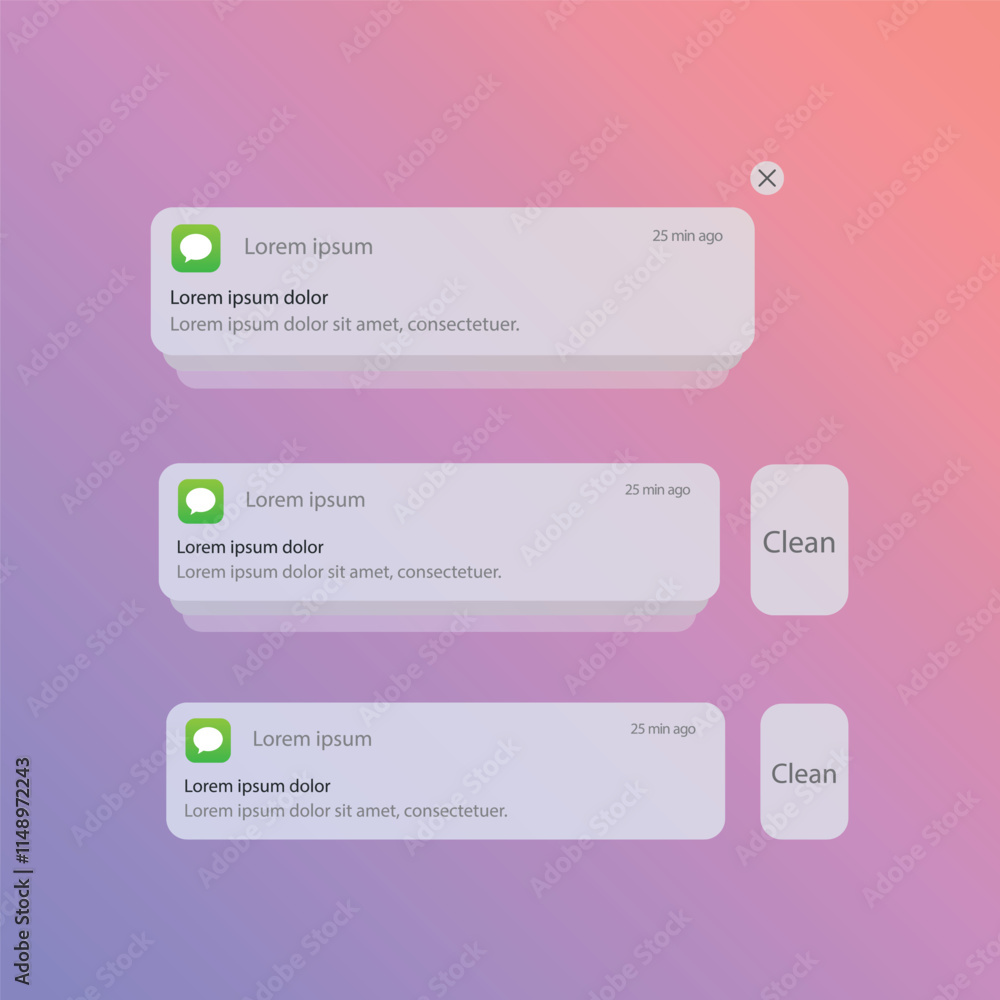 Poster push notifications icon set vector design.