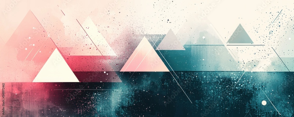Poster abstract geometric design with colorful gradient and triangle patterns