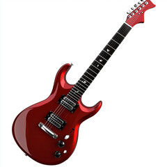 Modern Electric Guitar with Glossy Red Finish on a White Background
