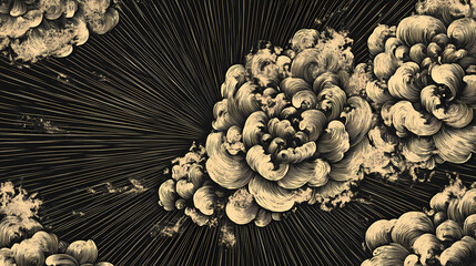 Textura radial en vectores patron vintage de formas organicas. Immemorial. Illustration