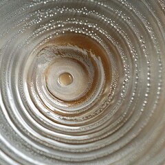 Water droplet on surface creates rings.