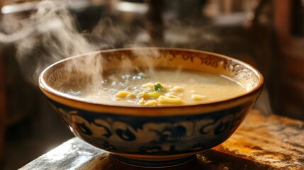 Hearty and Aromatic Soup in a Vintage Bowl