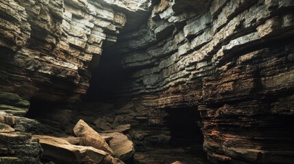 Majestic Cave Interior: A Striking Rock Formation