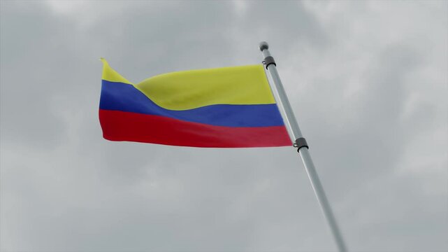 columbia country flag waving with pole