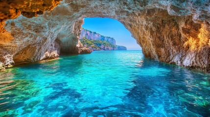 Stunning Ocean Cave with Crystal Clear Water