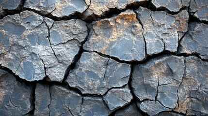 Fototapeta premium Cracked rock surface showing texture and deep fissures