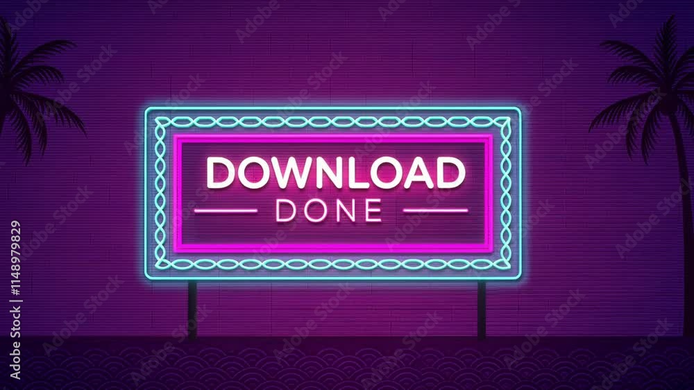 Poster 80s synthwave theme a neondrenched notification box slides onto the screen framed with retro pattern