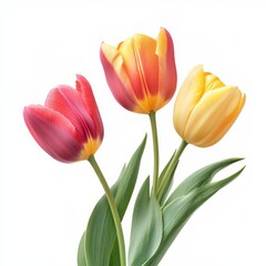 Naklejka premium Spring tulips on white
