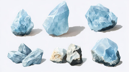 Obraz premium Raw celestite, light blue. Celestine. Illustration