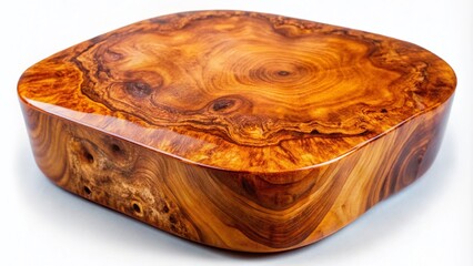 Drone Photography: Polished Burl Wood on White Daisy Background - 4K PNG