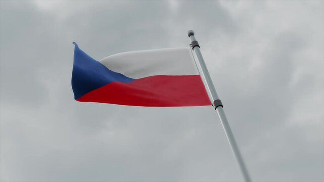 czech republic  country flag waving with pole