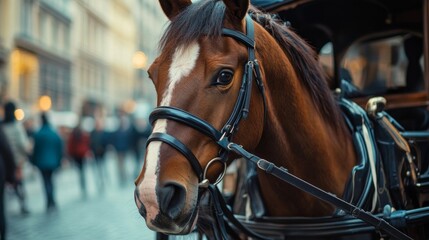 Obraz premium Majestic Horse in a City Carriage