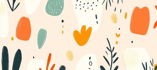 Abstract Organic Cutout Pattern Pastel Colorful Shapes, Backgrounds, Fabrics, Digital Projects.