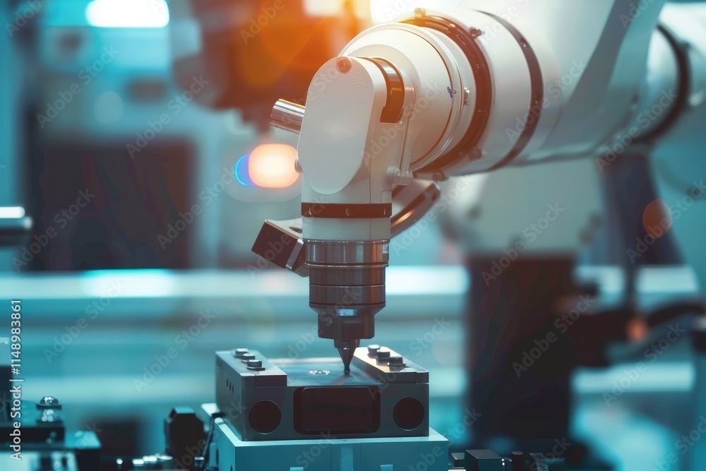 Poster precision robotic arm engages in intricate assembly tasks within a high-tech manufacturing facility 
