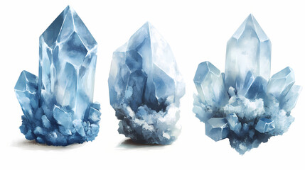 Fototapeta premium Raw celestite, light blue. Celestine. Illustration