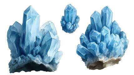 Fototapeta premium Raw celestite, light blue. Celestine. Illustration