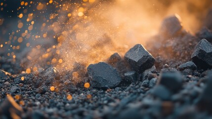 Glowing Embers and Sparks Amidst Dark Coals