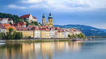 Obraz premium European Cityscape by the River