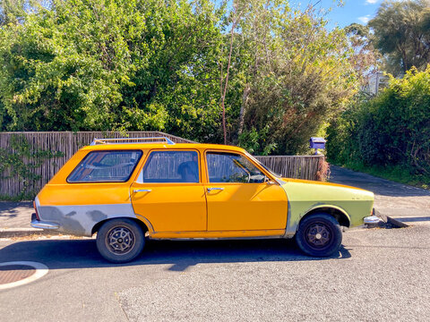 French Renault 12 station wagon, estate, modern classic car on a Tasmanian residential street, Australia