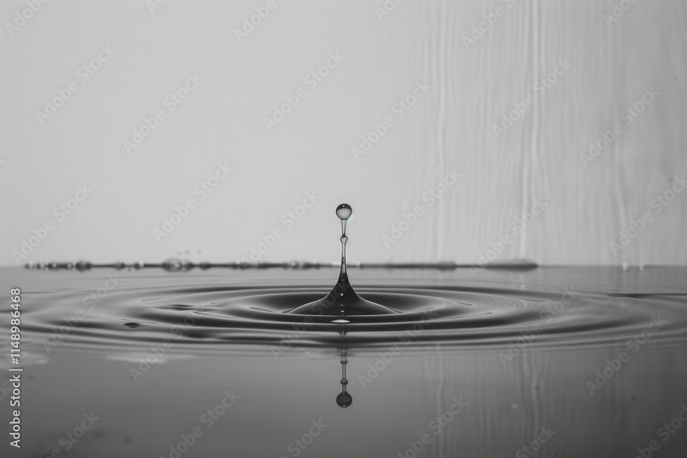 Poster ripples created by a falling droplet in a darkened indoor space during a quiet moment of reflection