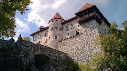 Naklejka premium Majestic Medieval Castle in Europe
