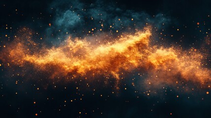 Fototapeta premium Fiery Embers Dance In Smoky Night Sky