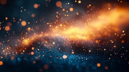 Fototapeta premium Abstract Blue and Orange Glowing Particle Background