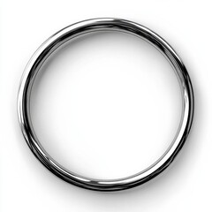 Shiny silver metal ring on white background symbolizing eternity