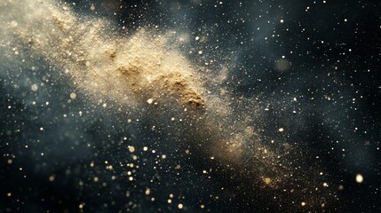 Golden Dust Exploding Across Dark Background