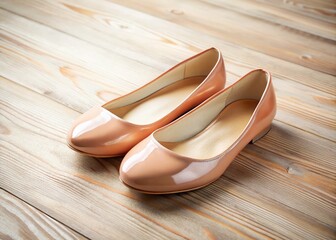 Elegant Ballet Flats on Wooden Floor - Stylish Women's Footwear