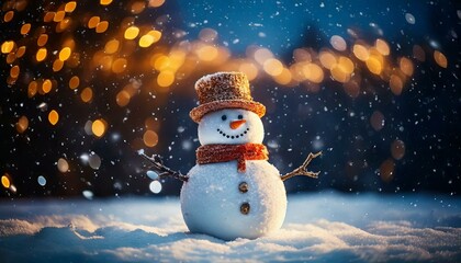 Obraz premium snowman with light background