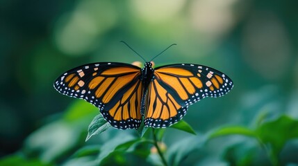 Fototapeta premium Butterfly on Green Leaf