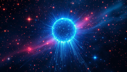 Fototapeta premium Colorful cosmic explosion revealing vibrant particle trails in deep space at nighttime