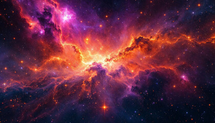 Vibrant cosmic explosion showcasing vivid colors and dynamic formations in deep space