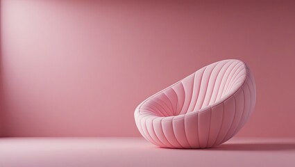 An indoor studio shot of a stylish modern couch in a vibrant pink living room. Elegant photography of wide minimal backgrounds.