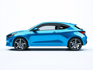 Naklejka premium Sportlicher blauer Kompaktwagen mit modernen Designelementen im Fokus