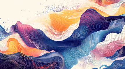 Abstract wavy, waving, billowy and squiggly lines hand drawn. line art illustration wavy background. ink painting style composition for decoration. Rippling. Illustration